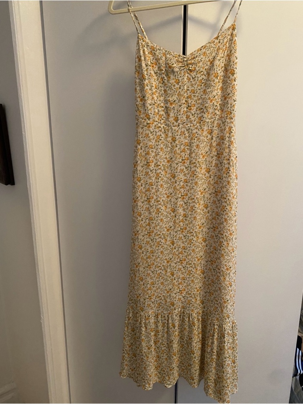 Reformation Yellow Floral Spaghetti-Strap Midi Dress - Picture 2 of 3